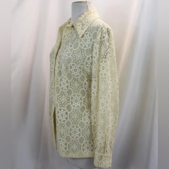Vintage 1960's Chessa Davis Lace Button Front Blouse - Picture 3 of 5